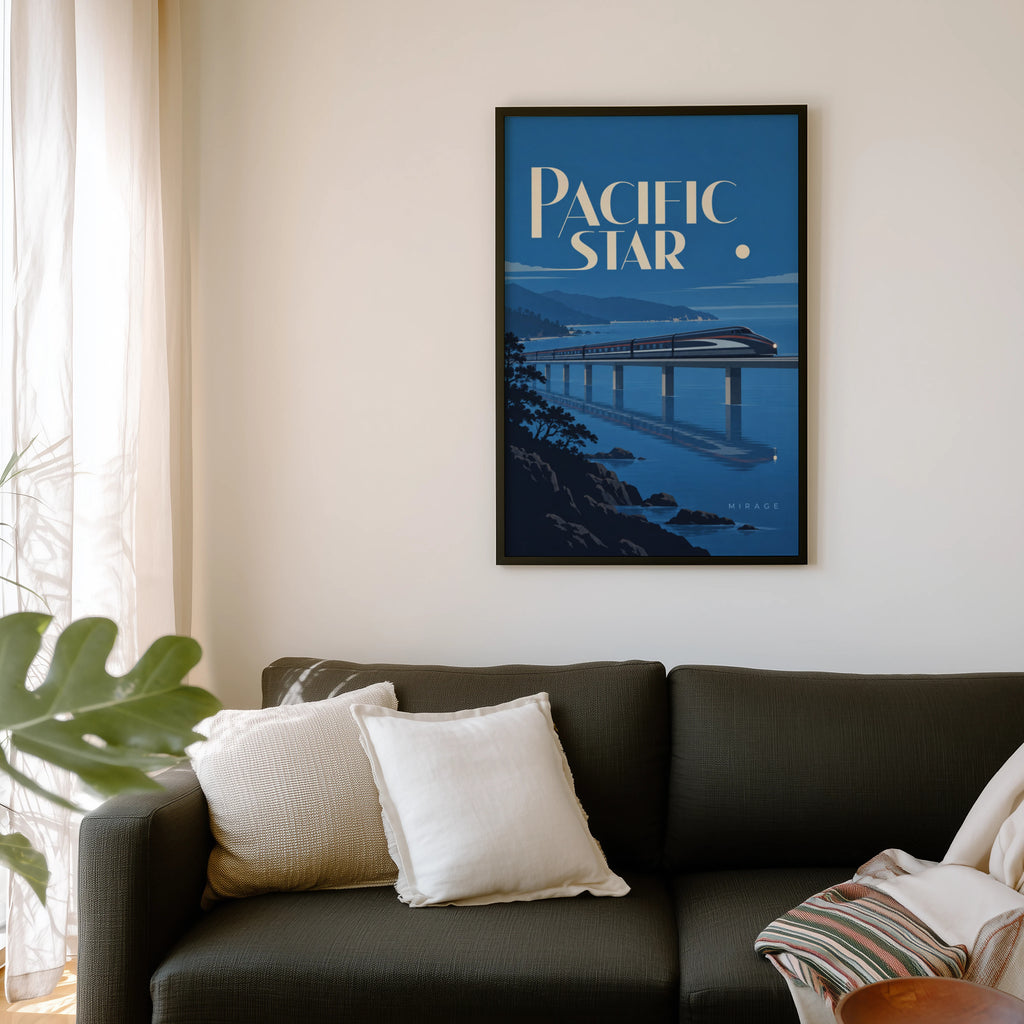Vintage Pacific Star Train Poster, Art Deco Print