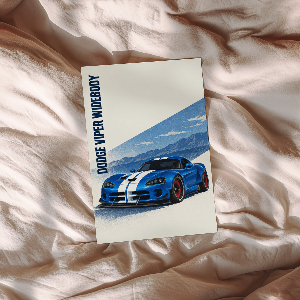 Vintage Dodge Viper Print, Blue Car Wall Art