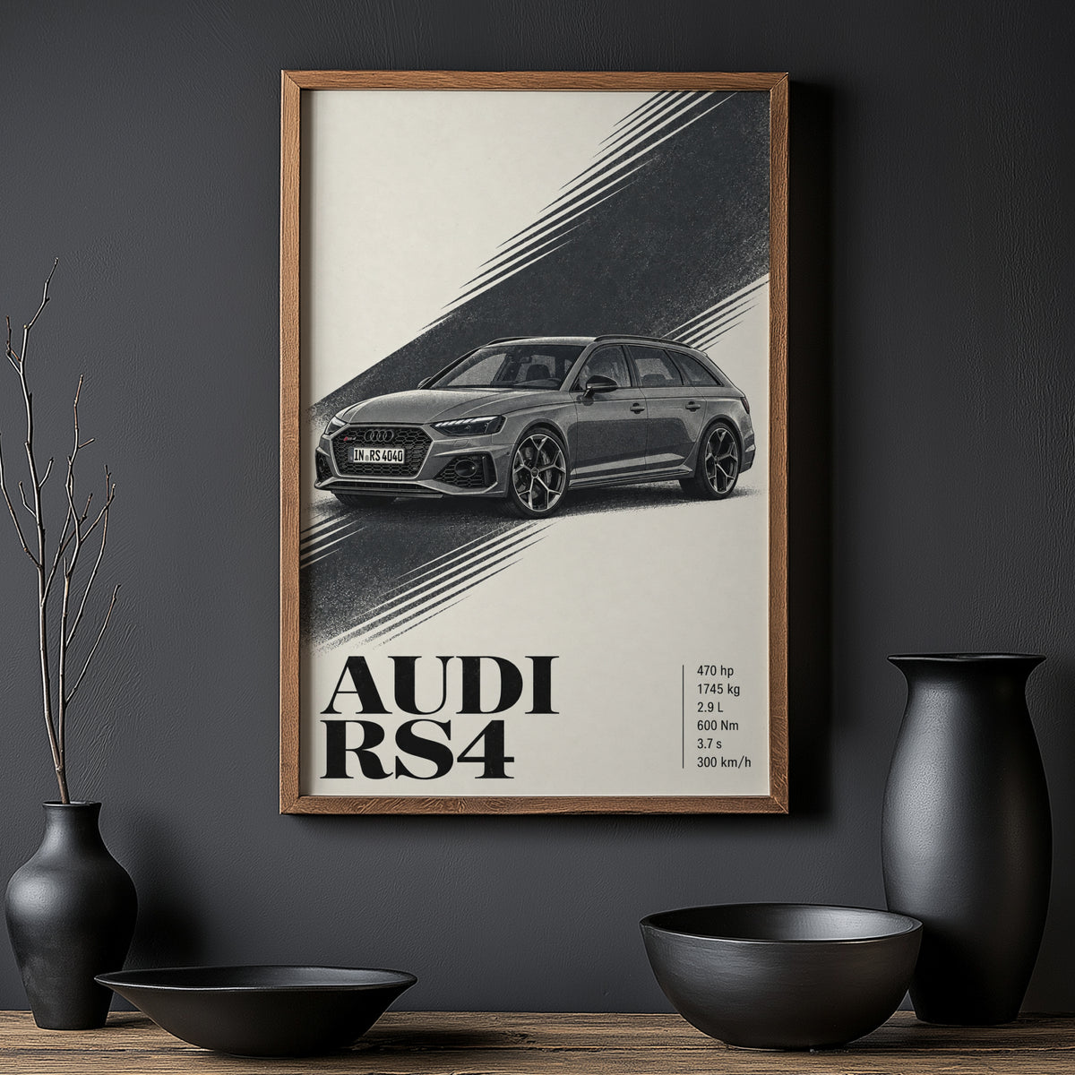 Vintage Audi RS4 Avant Print, Car Wall Art