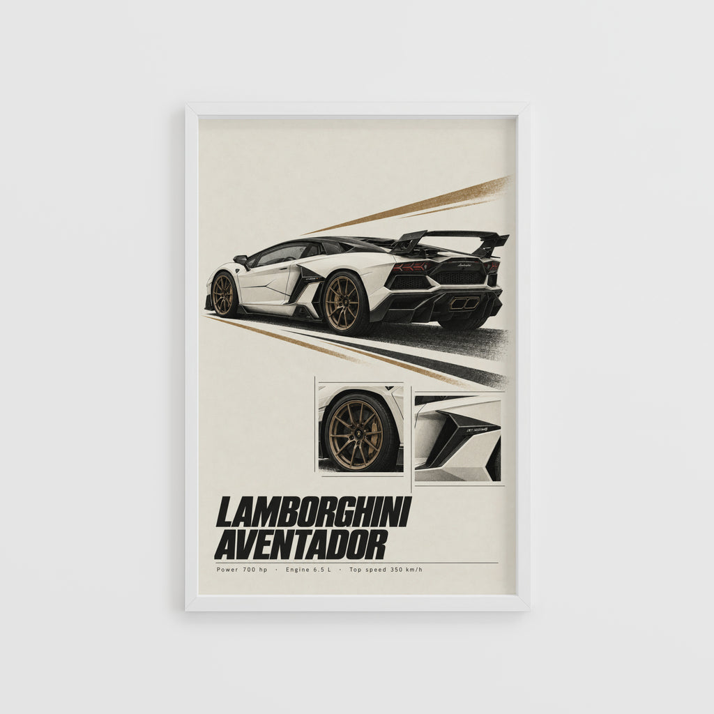 Vintage Lamborghini Aventador Print, Car Poster