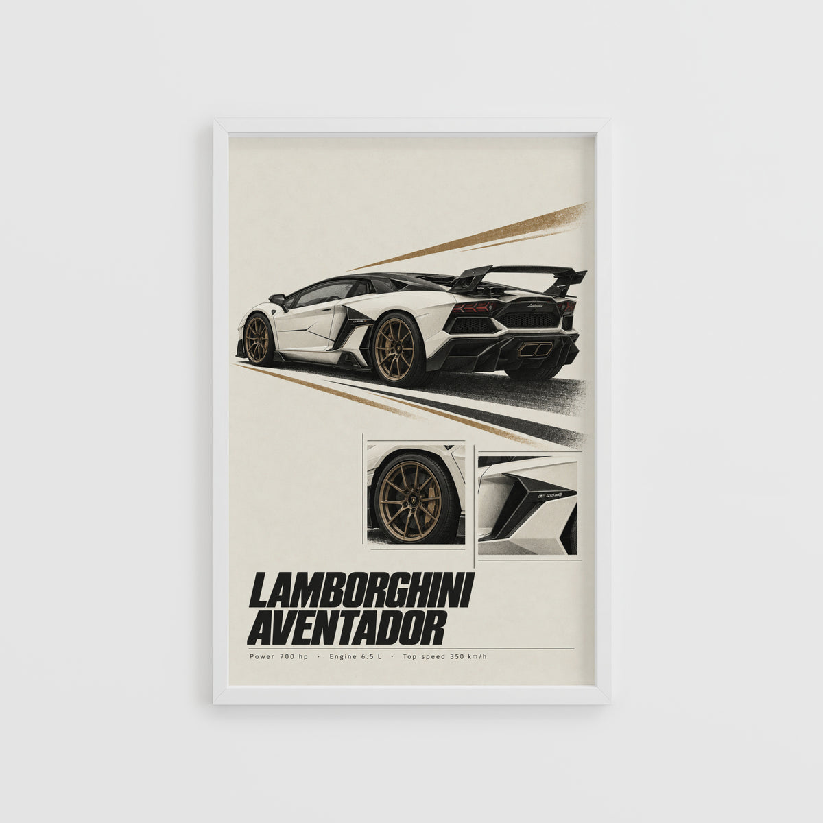 Vintage Lamborghini Aventador Print, Car Poster