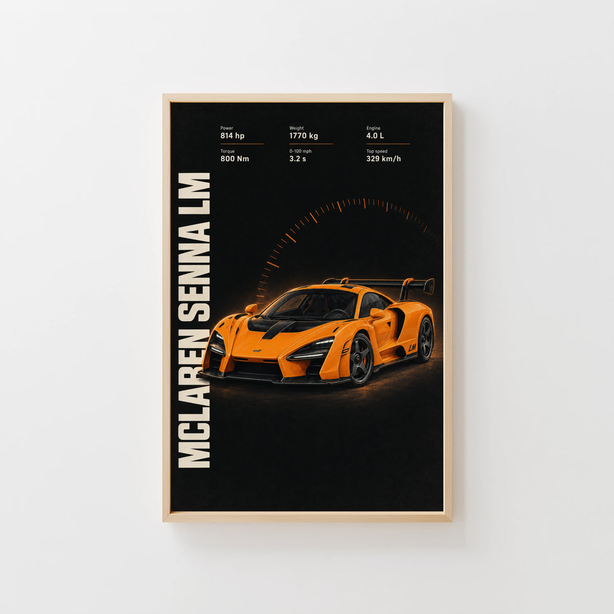 Vintage McLaren Senna LM Print, Supercar Wall Art