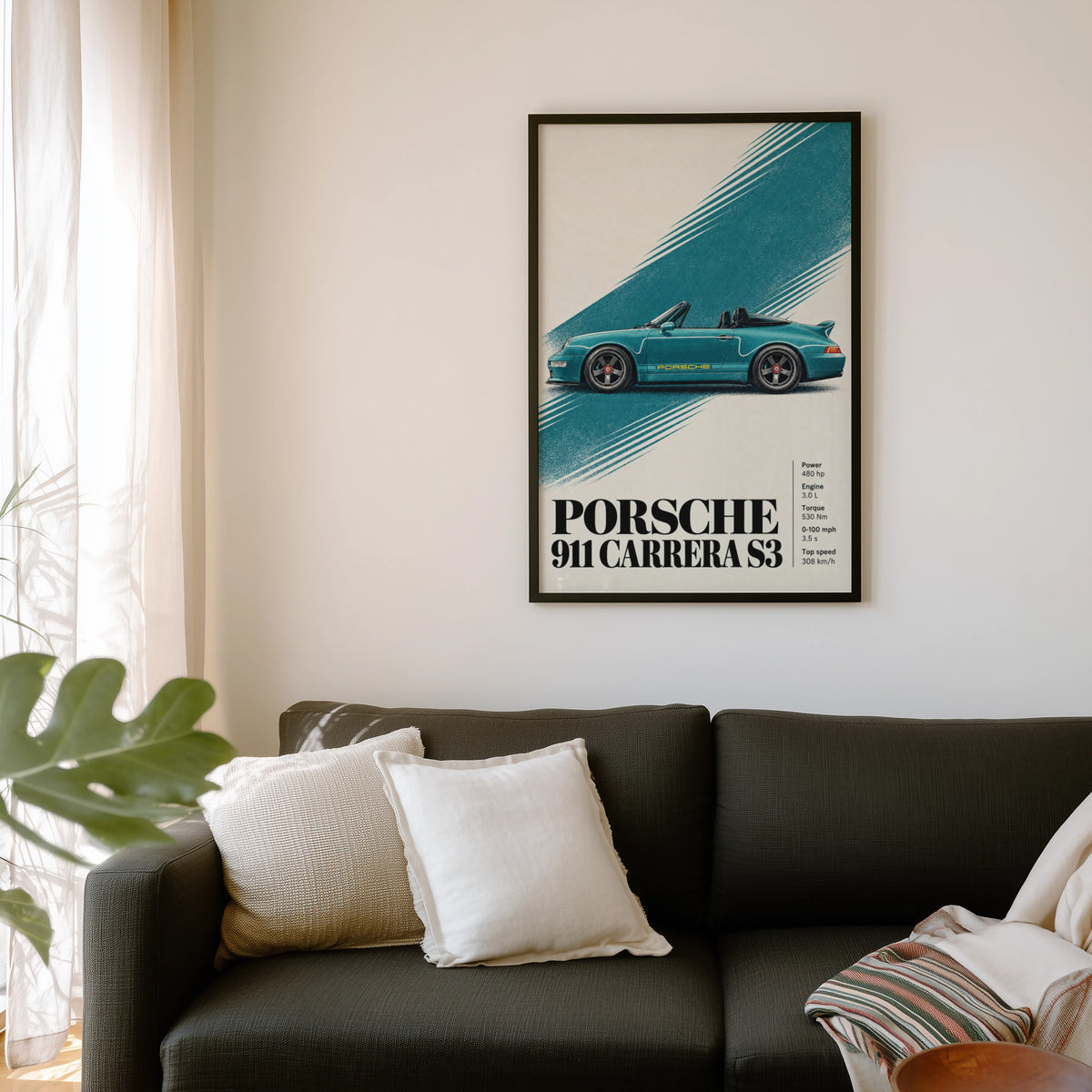 Vintage Porsche 911 Print, Car Wall Art