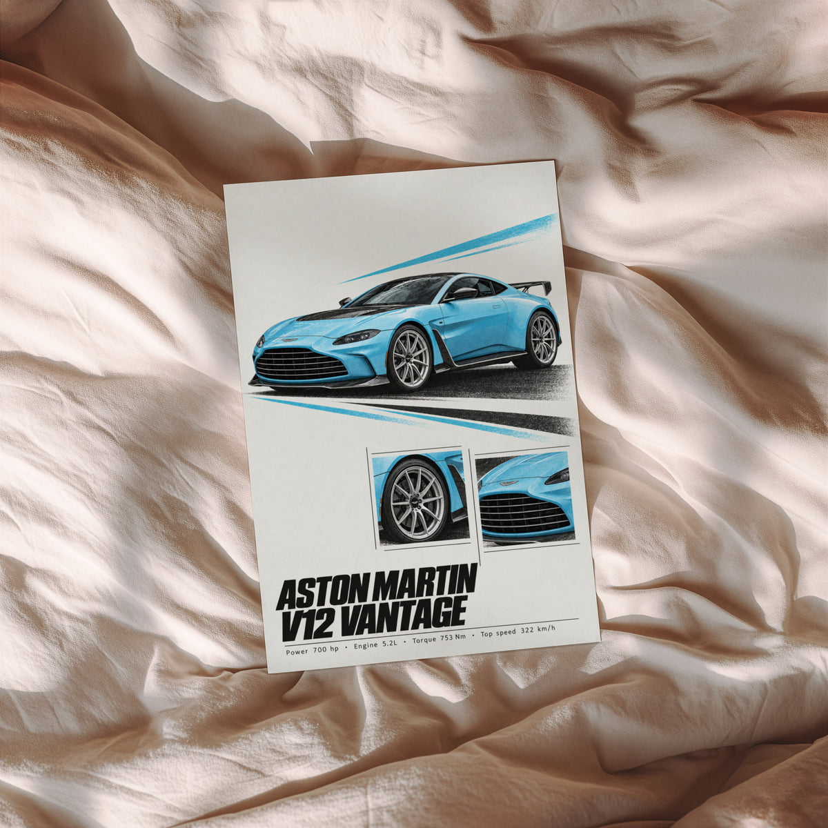 Vintage Aston Martin V12 Vantage Print, Car Wall Art
