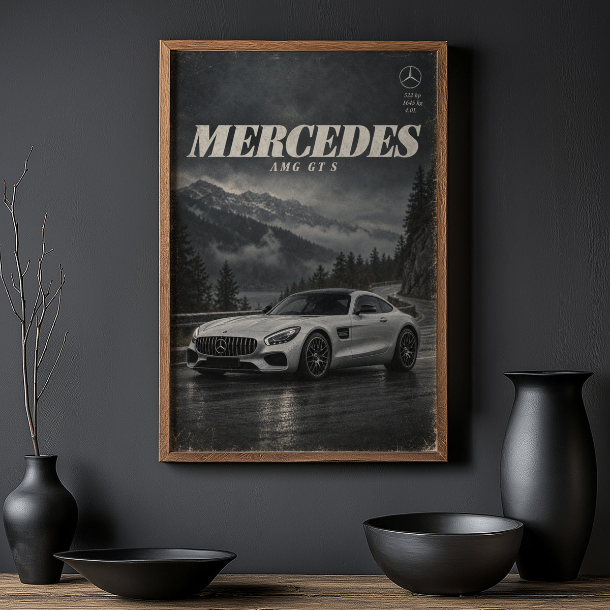 Vintage Mercedes AMG GT S Print, Car Wall Art