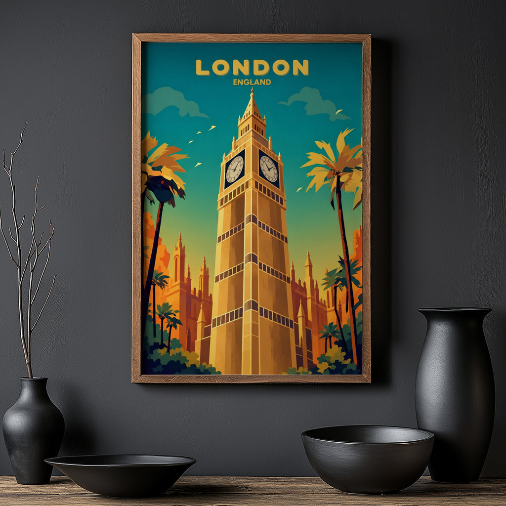 Vintage London Print, Big Ben Poster, Travel Wall Art