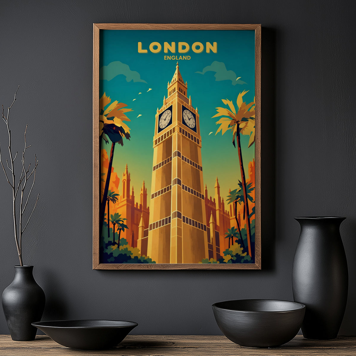 Vintage London Print, Big Ben Poster, Travel Wall Art
