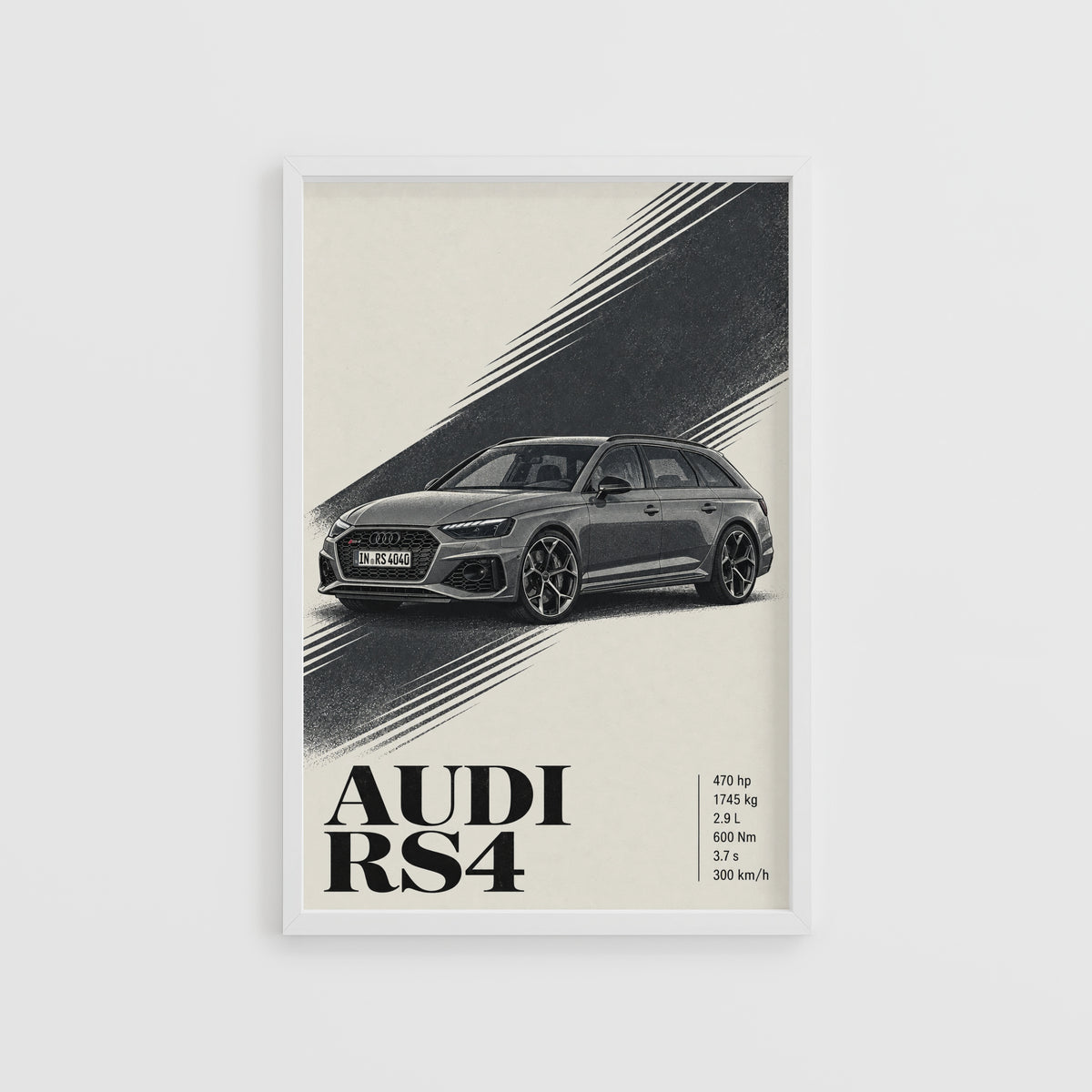 Vintage Audi RS4 Avant Print, Car Wall Art