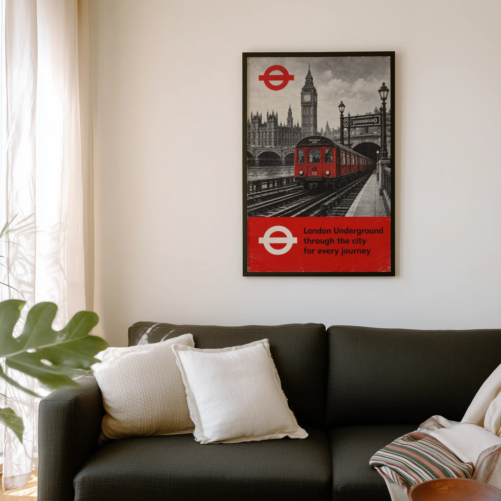 Vintage London Underground Print Poster, Big Ben Art