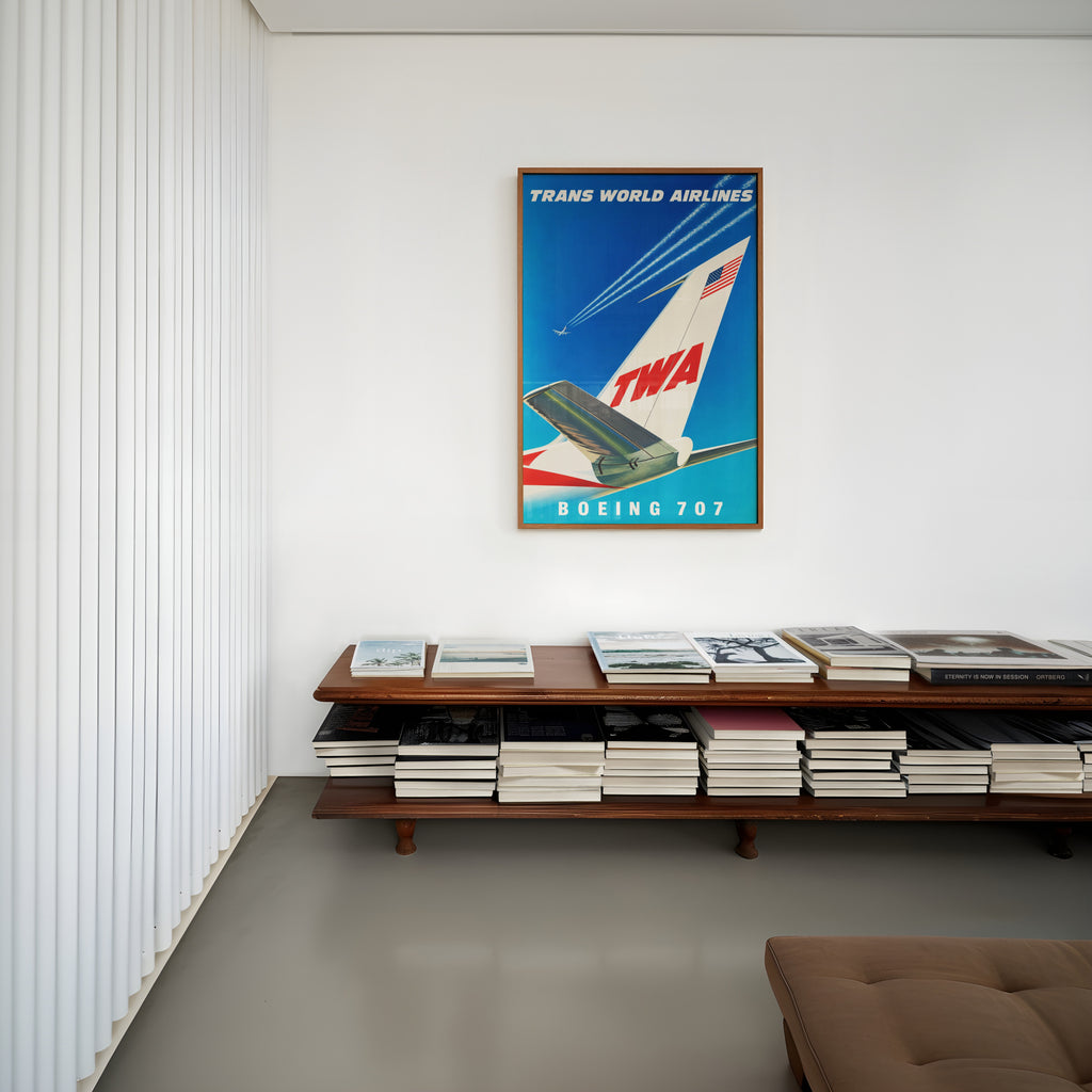 Vintage TWA Boeing 707 Poster, Aviation Wall Art, Print