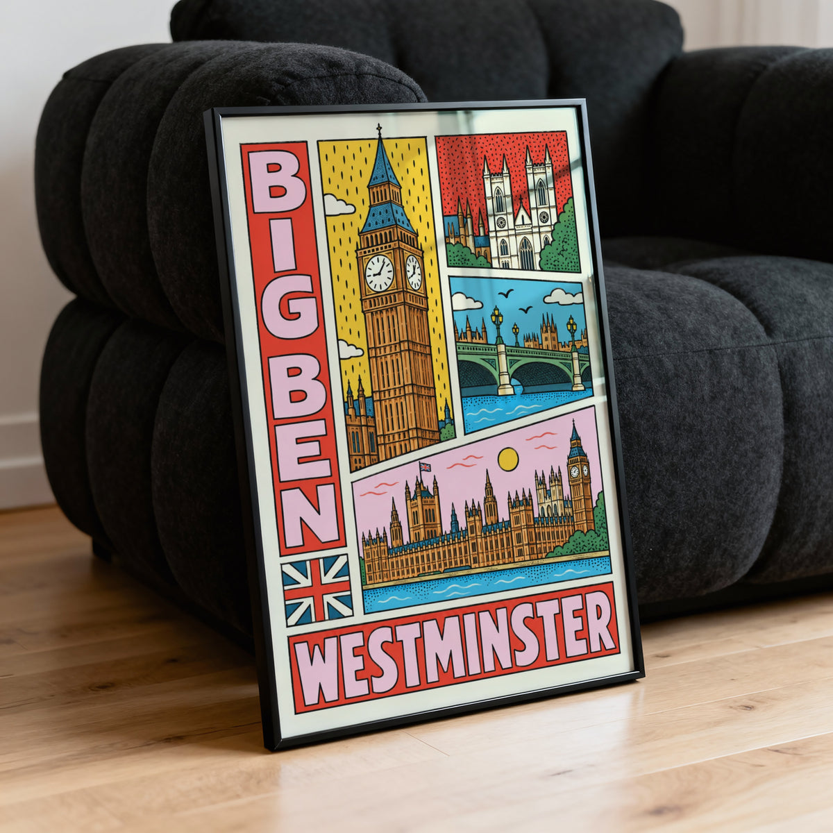 Vintage Big Ben Westminster Poster, London Wall Art Print