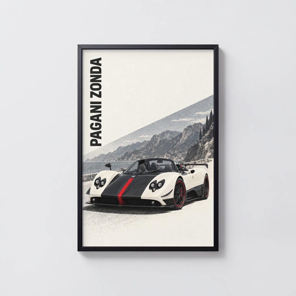 Vintage Pagani Zonda Print, Supercar Wall Art