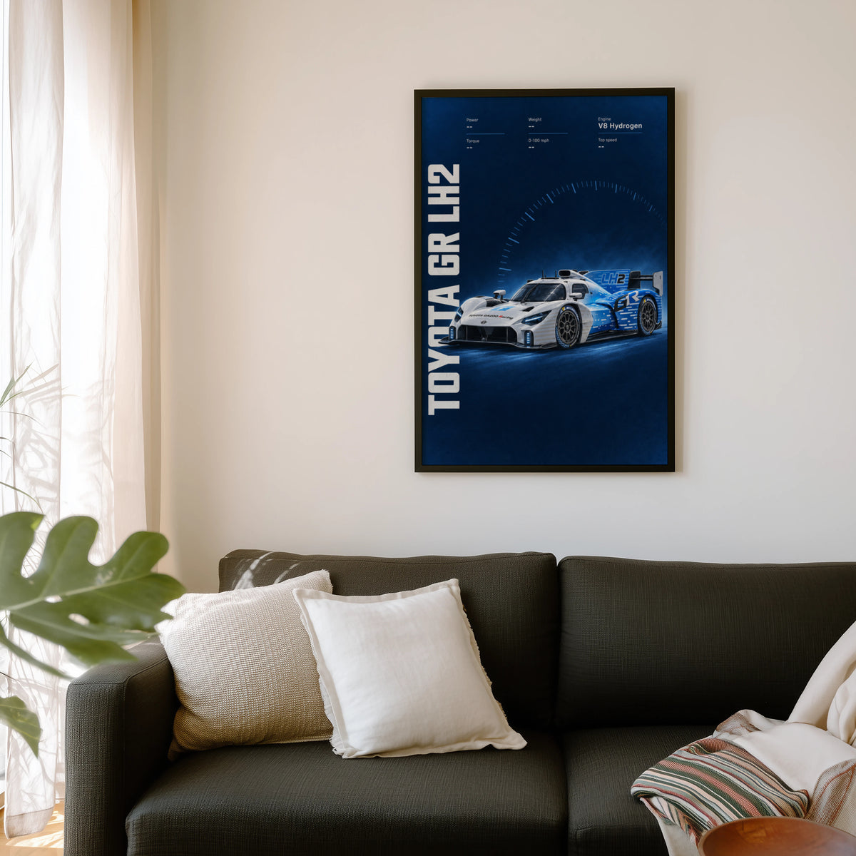 Vintage Toyota GR LH2 Print, Hydrogen Race Car Art