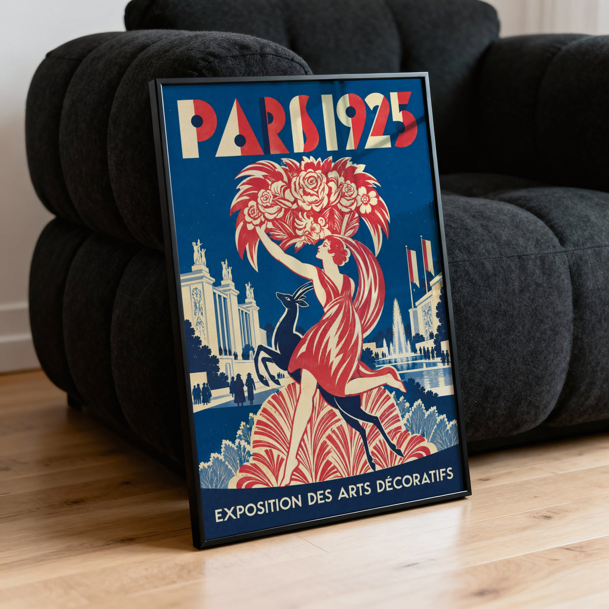Vintage Paris 1925 Poster, Art Deco Wall Art, France Print