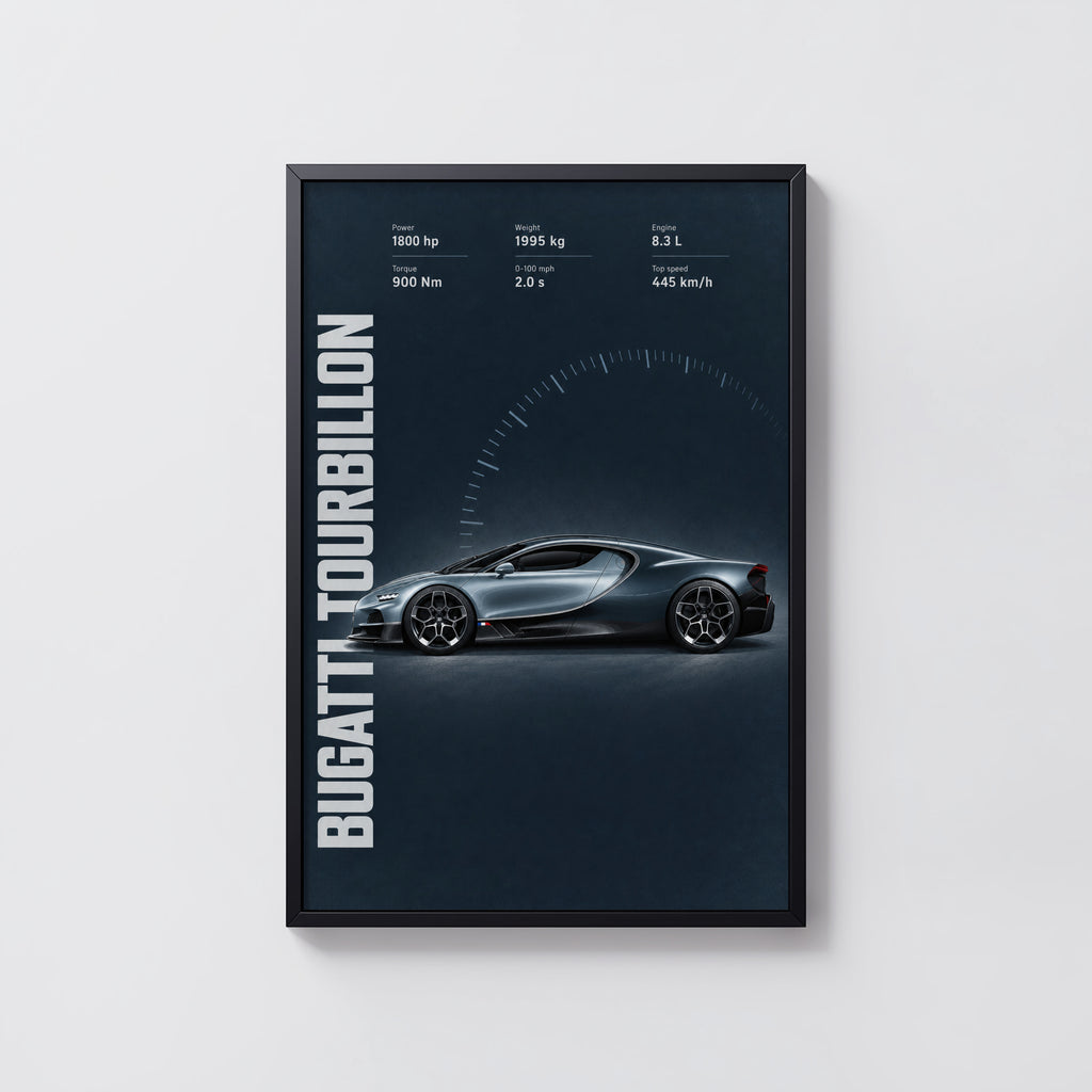Vintage Bugatti Tourbillon Print, Supercar Wall Art