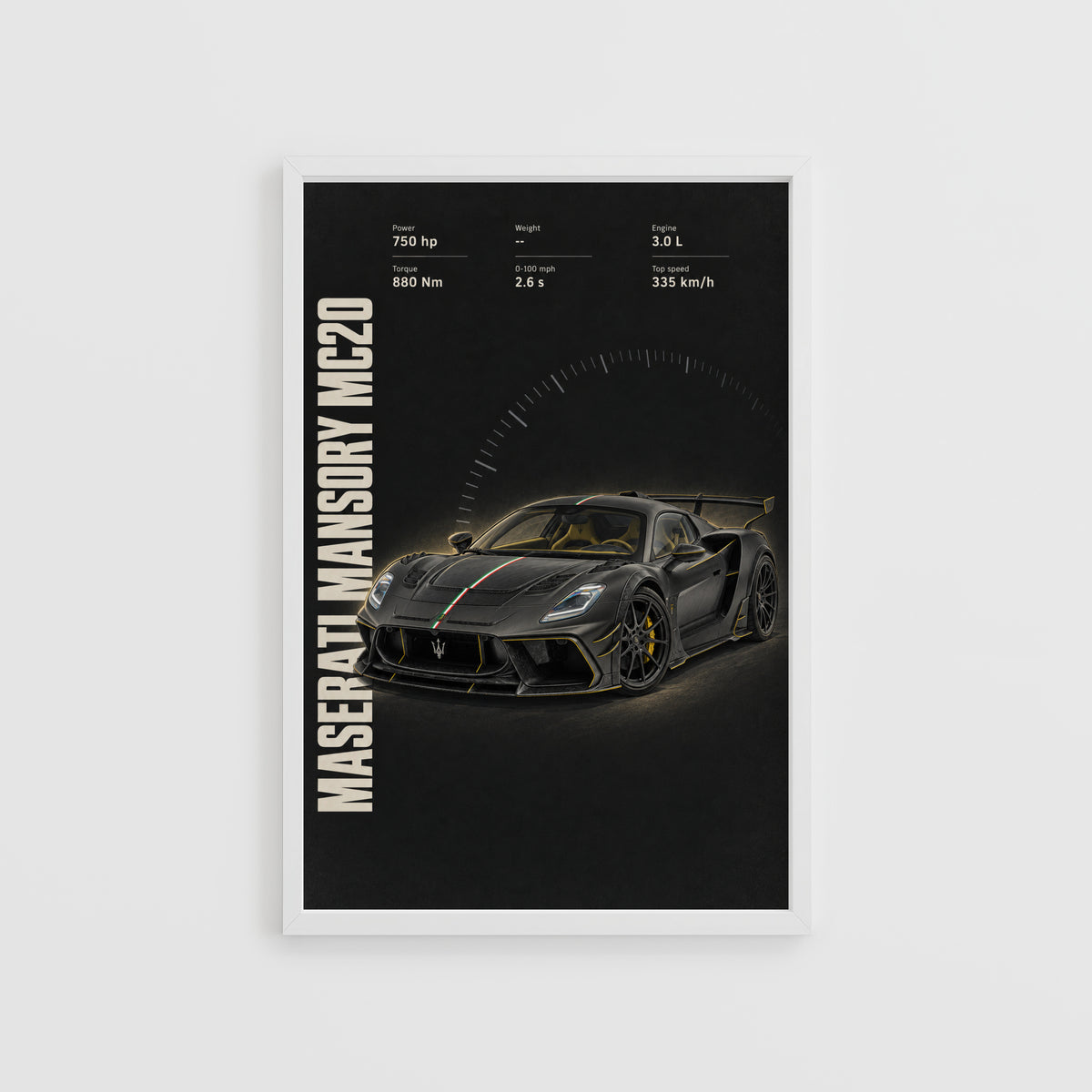 Vintage Maserati MC20 Print, Supercar Wall Art