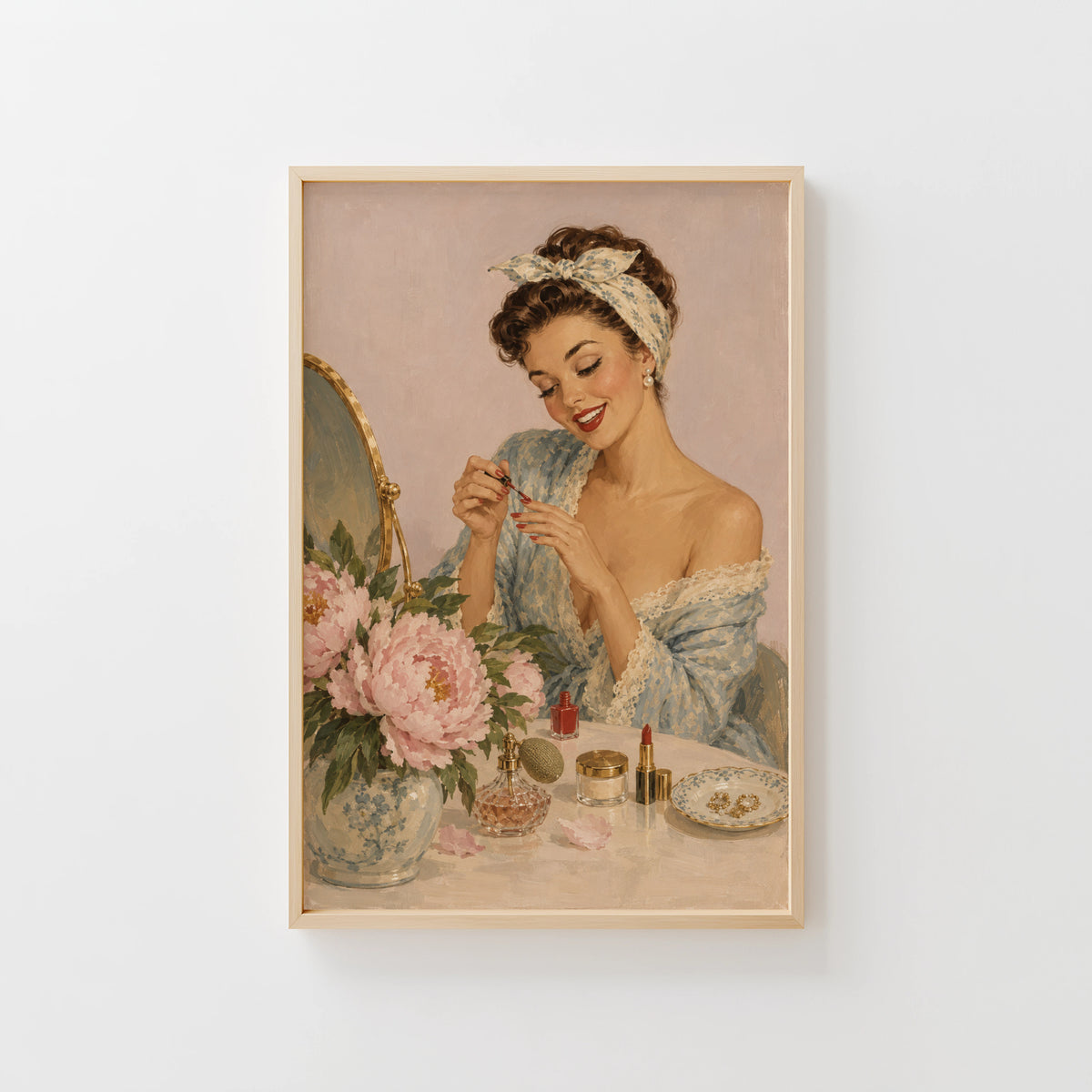 Vintage Bathroom Print Poster, Retro Pin Up Wall Art