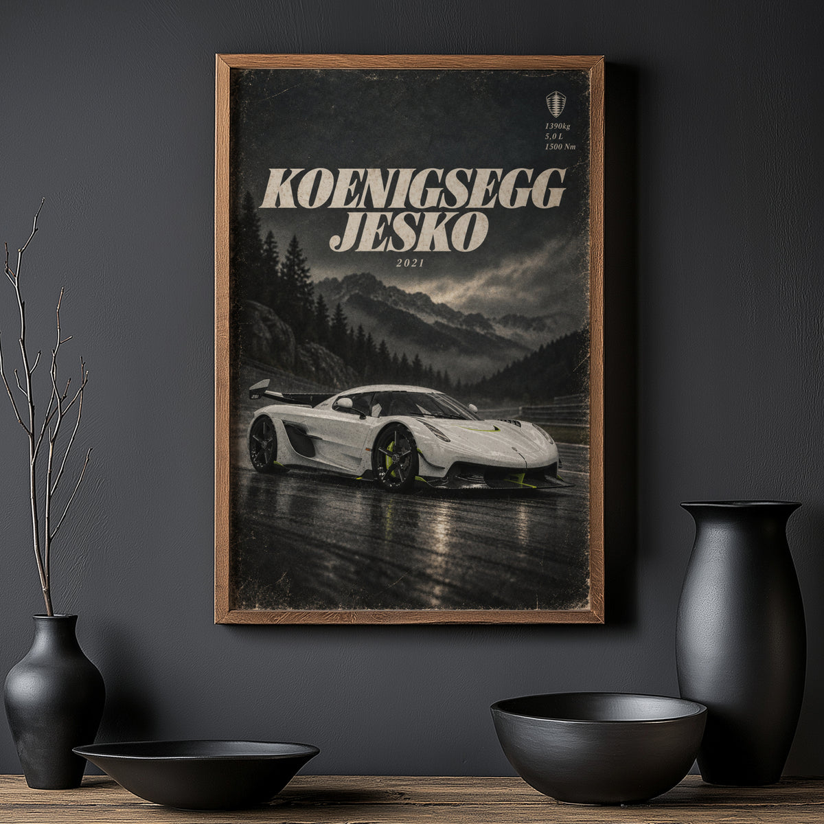 Vintage Koenigsegg Jesko Print, Supercar Wall Art