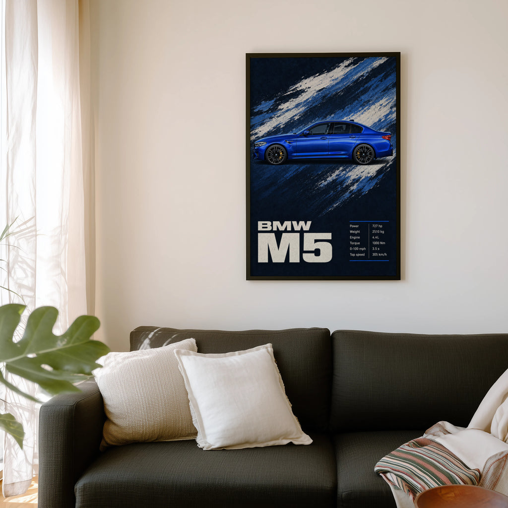 Vintage BMW M5 Print, Car Wall Art for Men