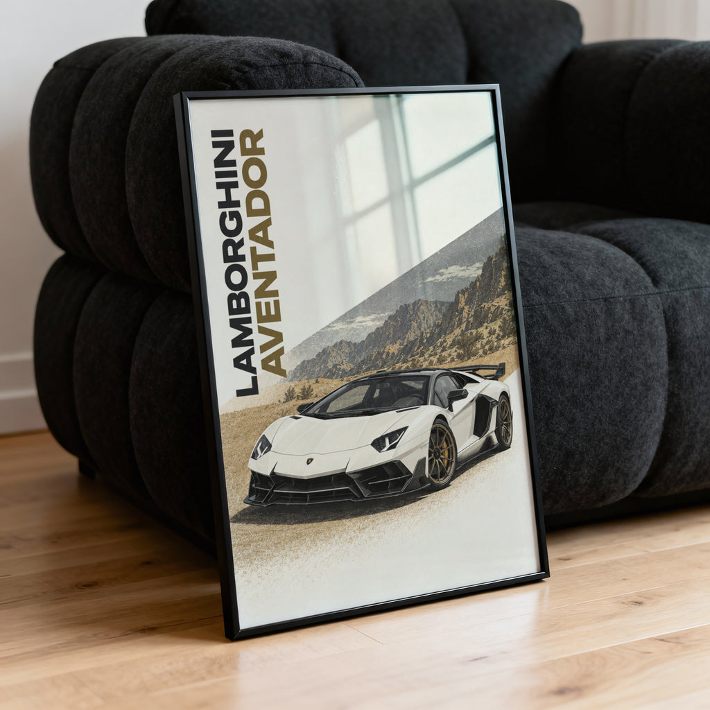 Vintage Lamborghini Aventador Print, Supercar