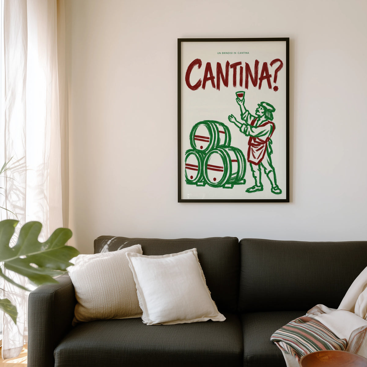 Vintage Cantina Print Poster, Italian Wine Cellar Art