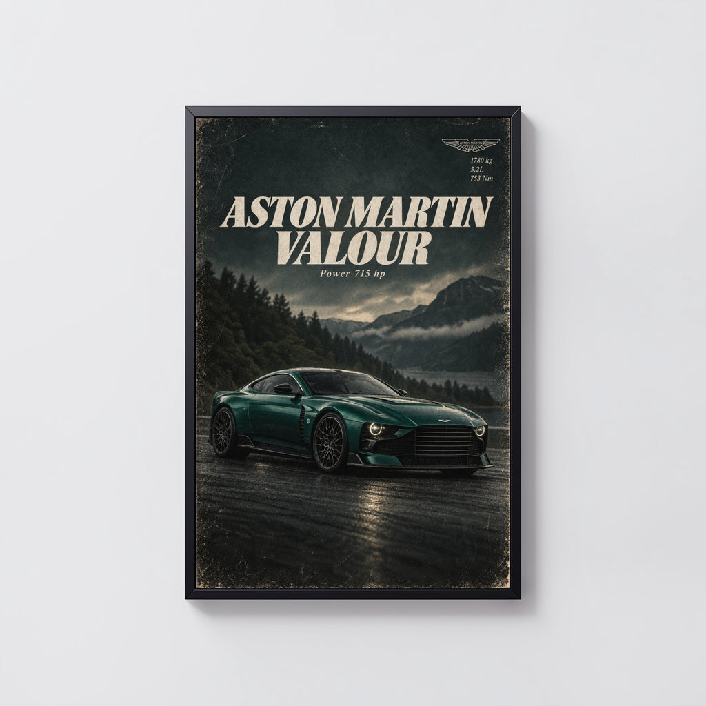 Vintage Aston Martin Valour Print, Green Car