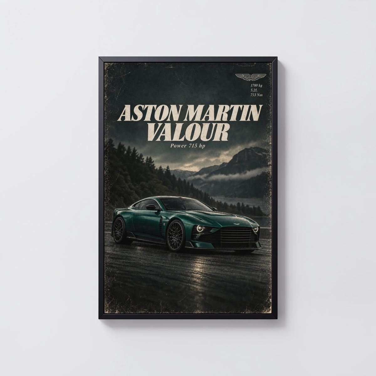 Vintage Aston Martin Valour Print, Green Car