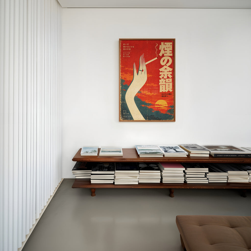Vintage Japanese Cigarette Hand Print, Retro Poster Art