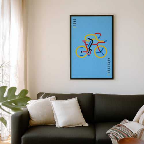 Vintage Cyclist Poster, Retro Bike Wall Art, 1996 Print