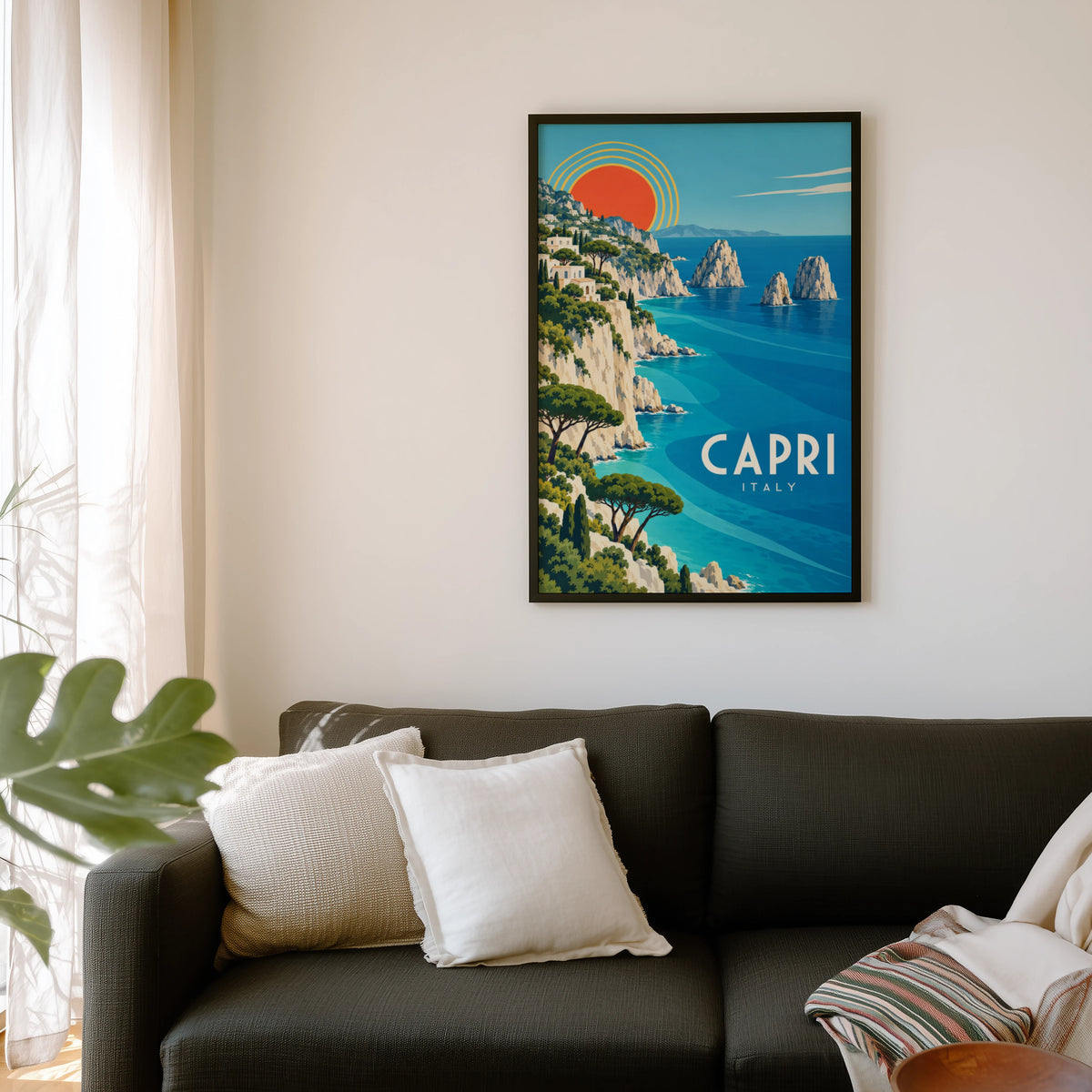Vintage Capri Italy Poster, Mediterranean Coast Print