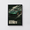 Vintage Porsche Print, Green Car Wall Art