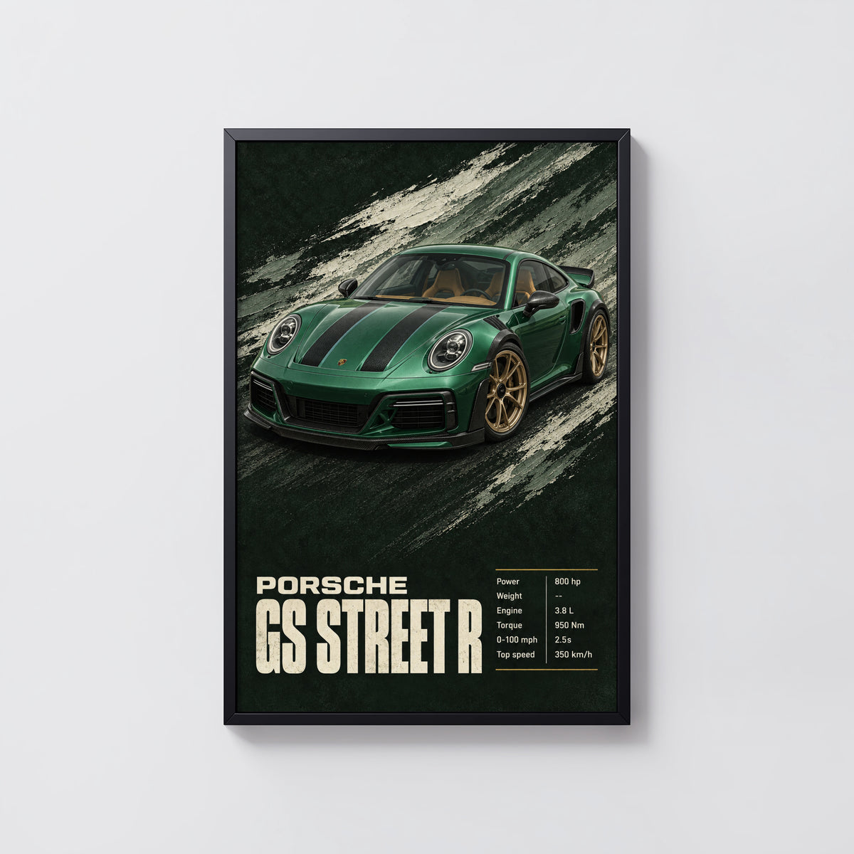 Vintage Porsche Print, Green Car Wall Art