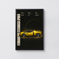 Vintage Ferrari Print, Yellow Supercar Wall Art