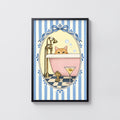 Vintage Cat Bathtub Print and Poster, Bathroom Wall Art