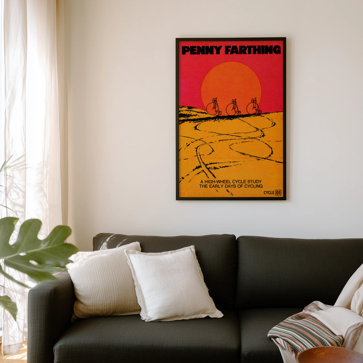 Vintage Penny Farthing Poster, Retro Cycling Wall Art Print