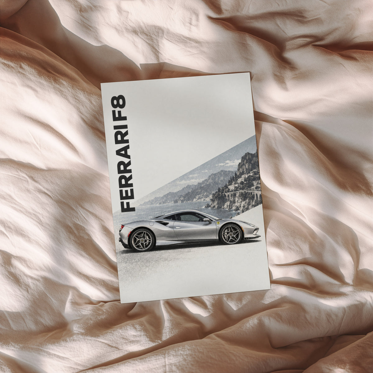 Vintage Ferrari F8 Print, Supercar Wall Art