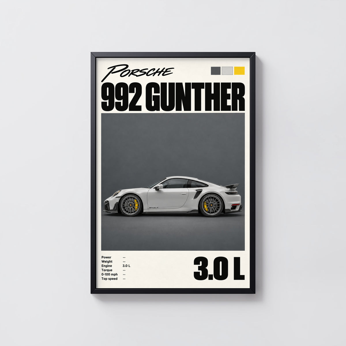 Vintage Porsche 992 Print, Car Wall Art