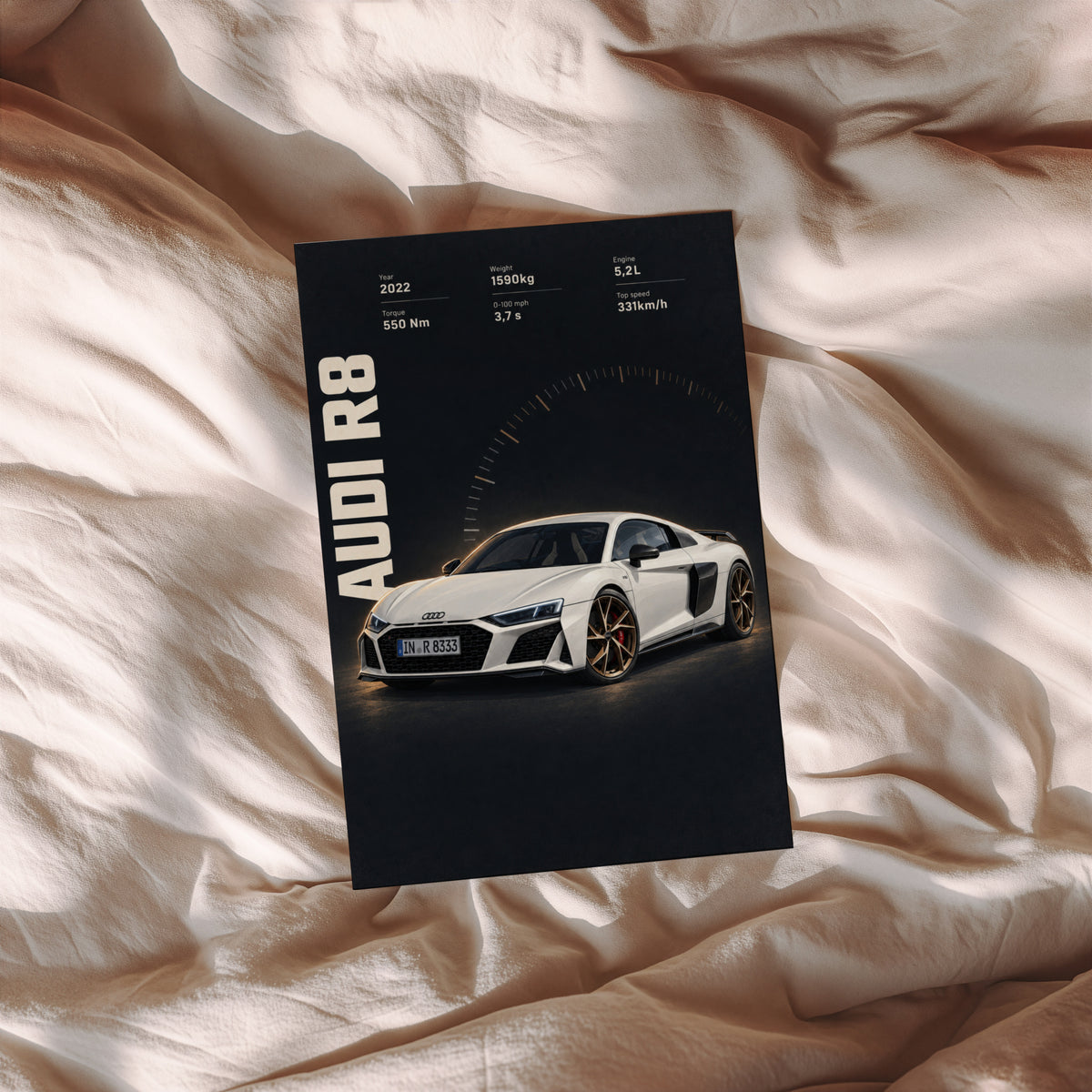 Vintage Audi R8 Print, Supercar Wall Art