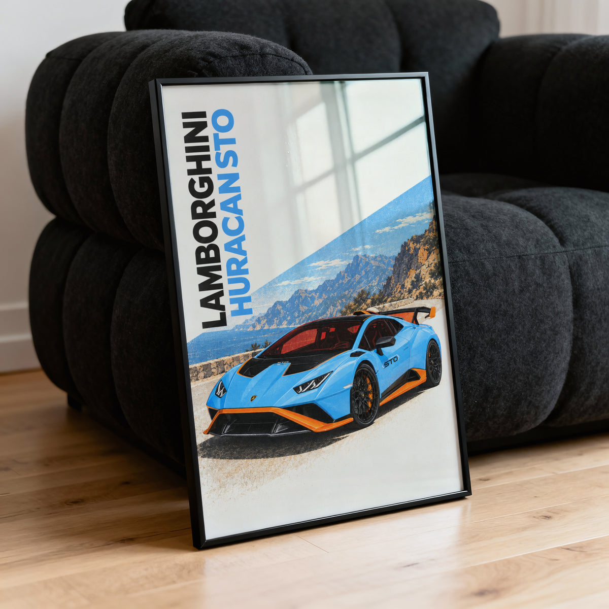 Vintage Lamborghini Huracan STO Print, Supercar Art
