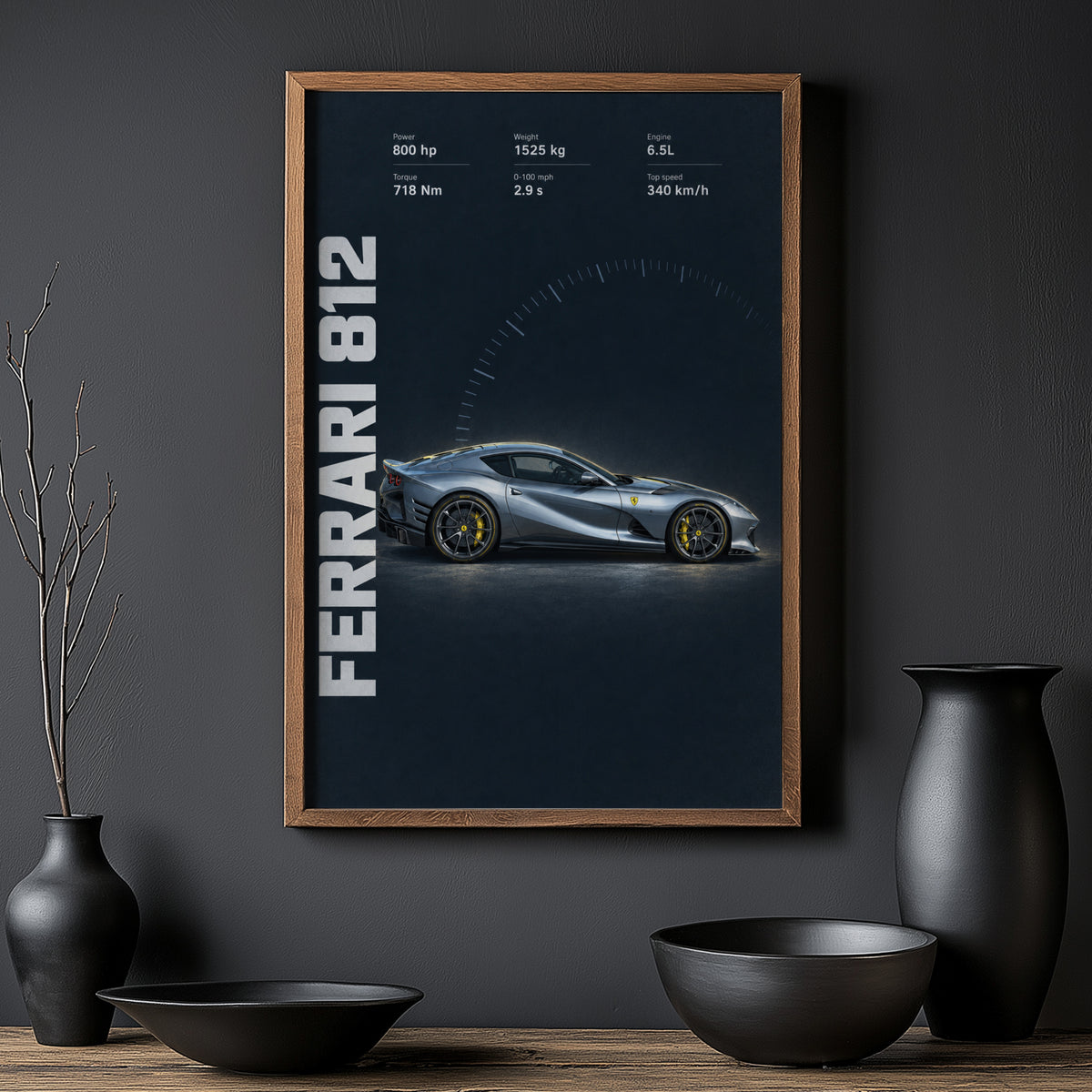Vintage Ferrari 812 Print, Supercar Wall Art