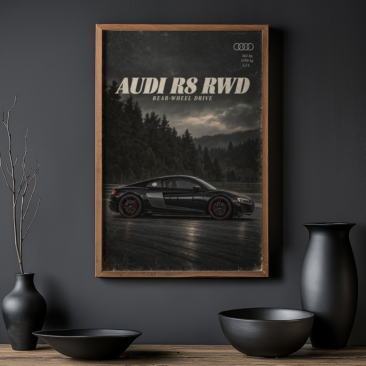 Vintage Audi R8 Print, Supercar Wall Art