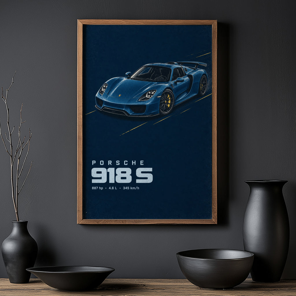 Vintage Porsche 918 S Print, Car Poster, Wall Art