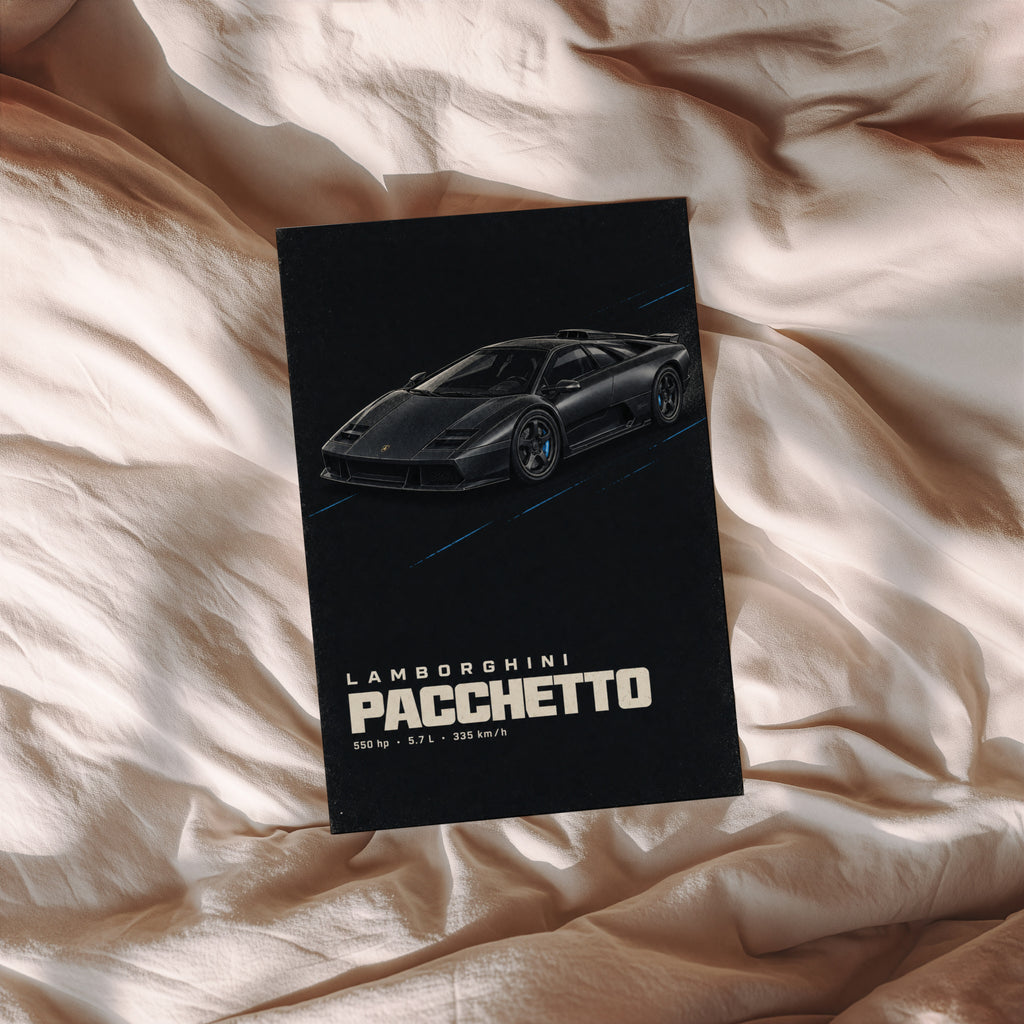 Vintage Lamborghini Pacchetto Print, Car Wall Art