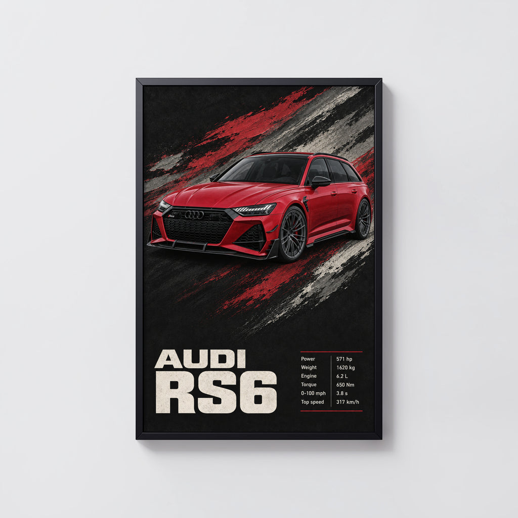 Vintage Audi RS6 Print, Car Wall Art