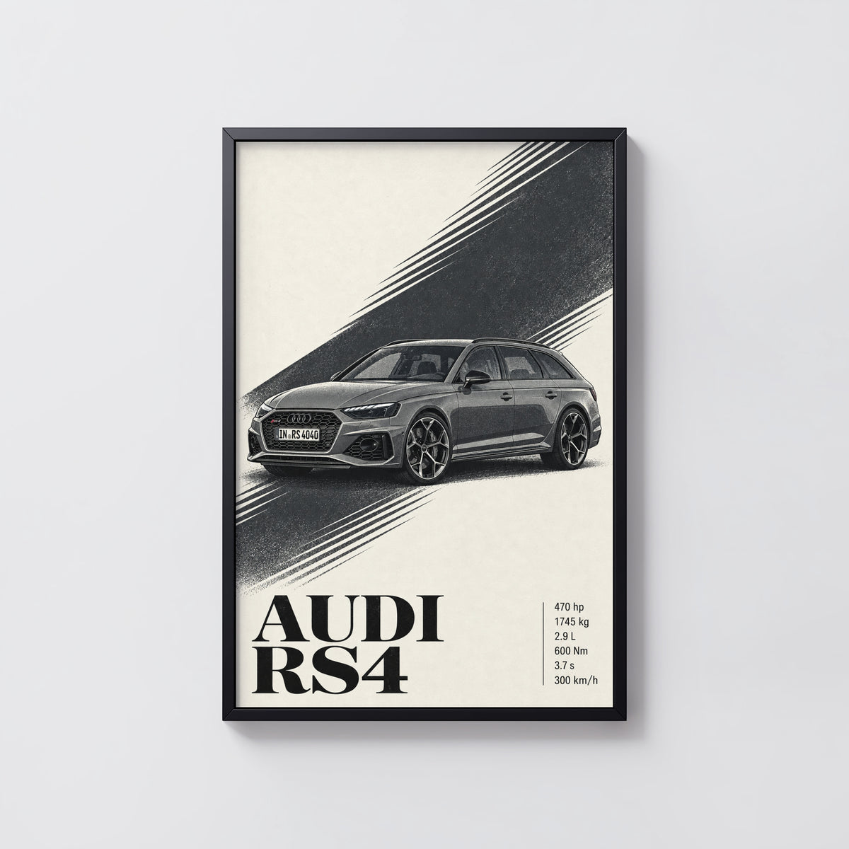 Vintage Audi RS4 Avant Print, Car Wall Art