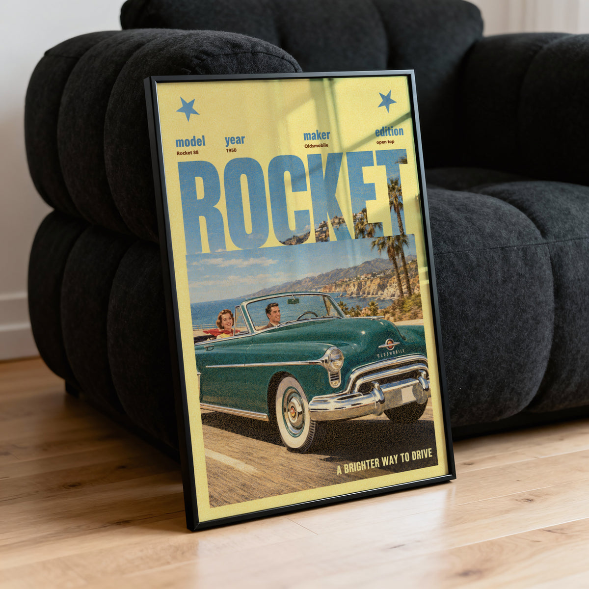 Vintage Oldsmobile Rocket 88 Poster, Car Wall Art Print