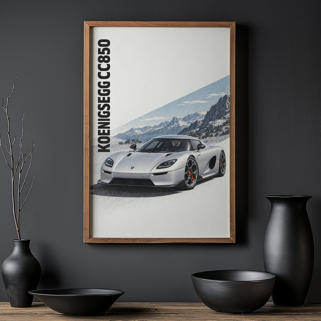 Vintage Koenigsegg CC850 Print, Supercar Wall Art