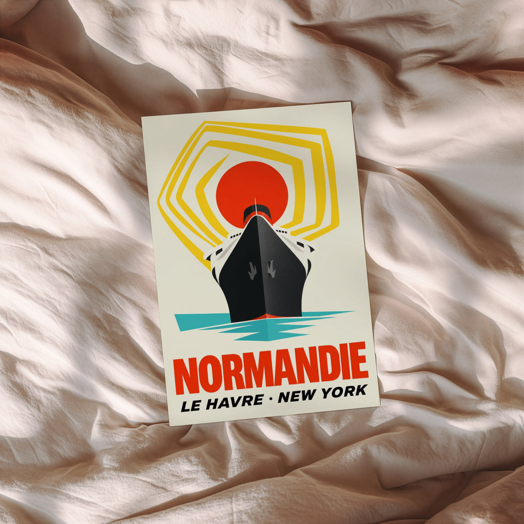 Vintage Normandie Ocean Liner Poster, Le Havre Print
