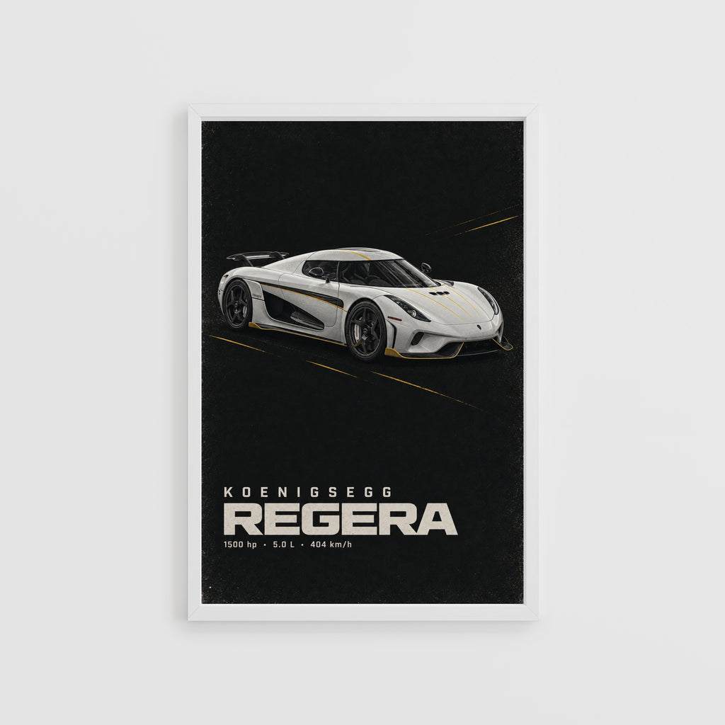 Vintage Koenigsegg Regera Print, Hypercar Wall Art