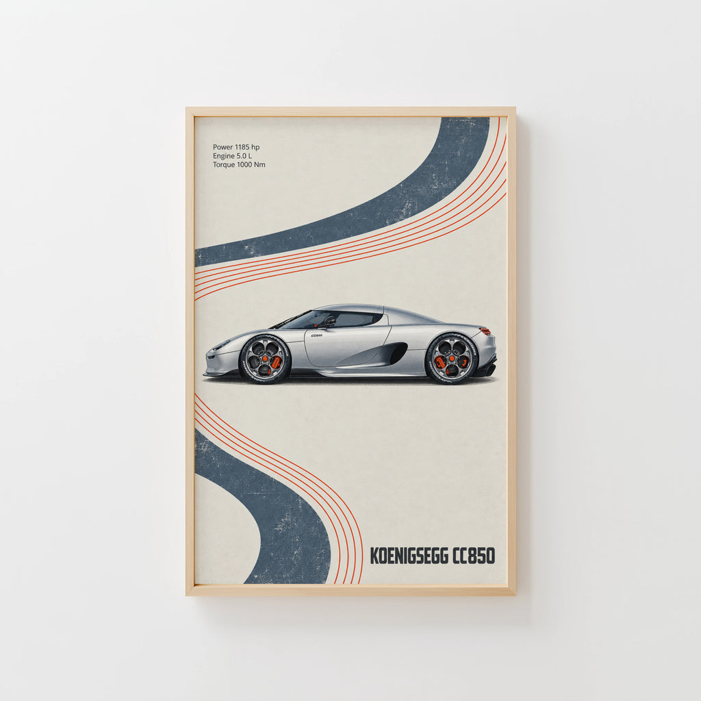 Vintage Koenigsegg CC850 Print, Supercar Wall Art